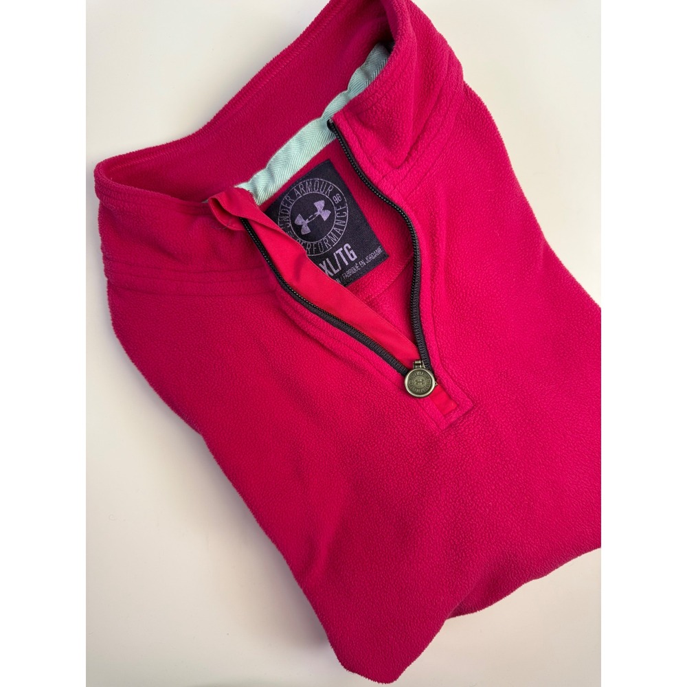 Under‎ Armour Womens Pullover Fleece 1/4 Zip XL Pink Athletic Warm